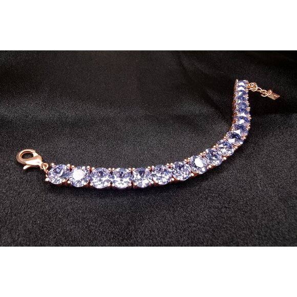 Limited Edition Park Lane Rose Gold Tennis Bracelet With Sparkling Lavender Cubi - Picture 3 of 10